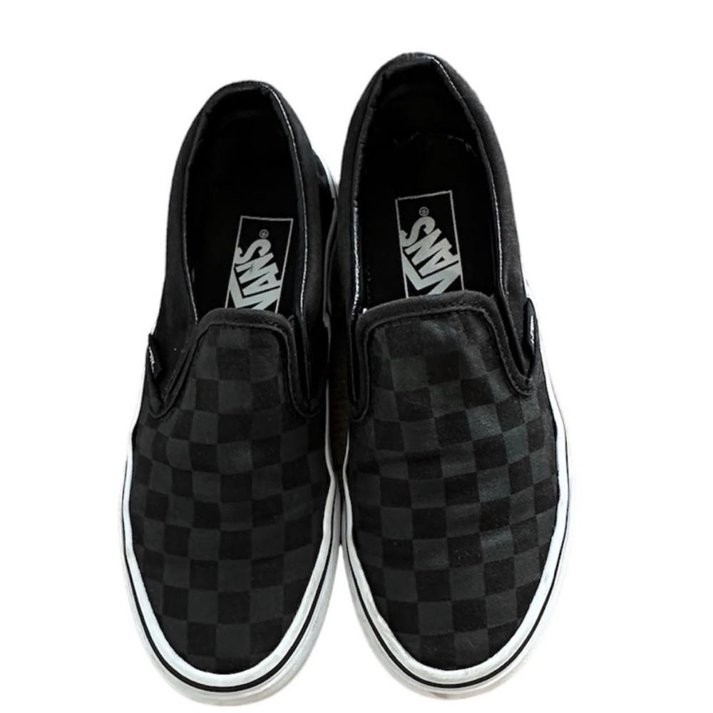 Vans Black and Gray Checkered Slip-Ons